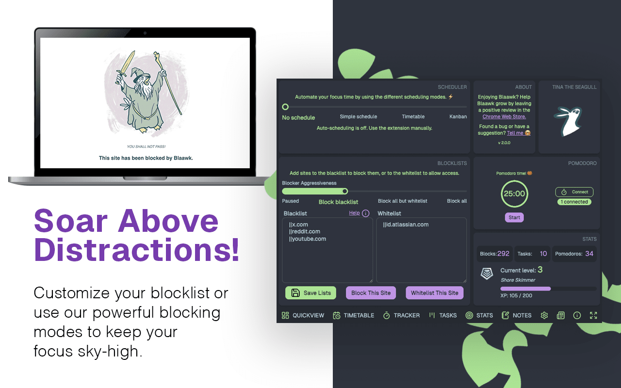 Blaawk blocking settings screenshot