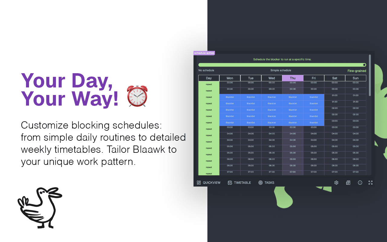 Blaawk schedule planner screenshot